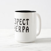 "Respect de Sherpa" bergbeklimming Tweekleurige Koffiemok (Voorkant rechts)