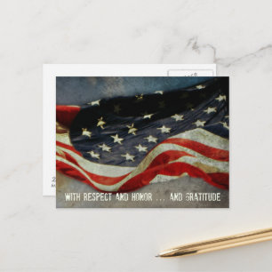 Respect, Eer en Dankbaarheid Veterans Day Ansichtk Briefkaart