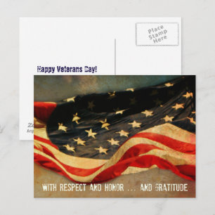 Respect, Eer en Dankbaarheid Veterans Day Ansichtk Briefkaart