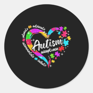 Respect Liefde Ondersteuning Hart Autisme Bewustzi Ronde Sticker