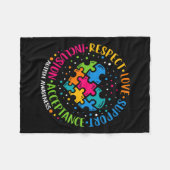 Respect Liefde Ondersteuning Inclusie Hart Puzzel Fleece Deken (Voorkant (Horizontaal))