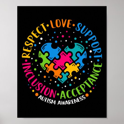 Respect Liefde Ondersteuning Inclusie Hart Puzzel  Poster (Voorkant)