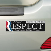 Respect Romney/Ryan 2012 Bumpersticker (Op auto)