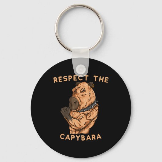 Respect The Capybara - Funny Fitness Bodybuilder R Sleutelhanger (Voorkant)