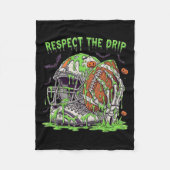 Respect The Drip Football Halloween Skeleton Hand Fleece Deken (Voorkant)