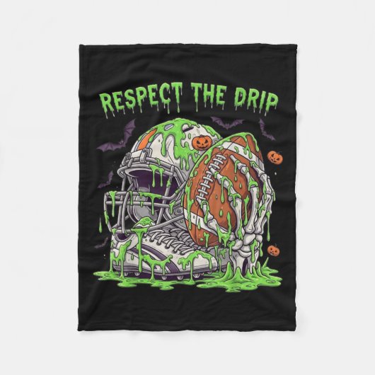 Respect The Drip Football Halloween Skeleton Hand Fleece Deken (Voorkant)