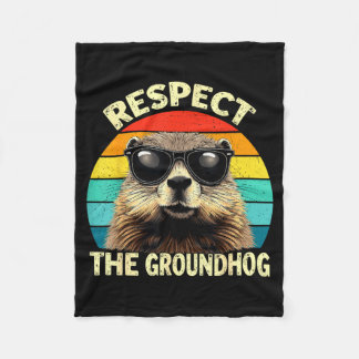 Respect The Groundhog Lover Vintage Animal Ground  Fleece Deken