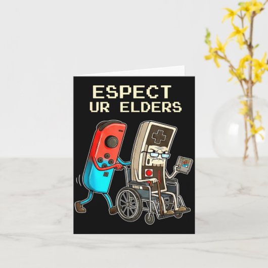 Respect Ur Elders Retro Gaming Controller Funny  Kaart (Gele Bloem)