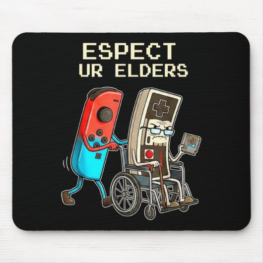 Respect Ur Elders Retro Gaming Controller Funny Muismat (Voorkant)