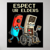 Respect Ur Elders Retro Gaming Controller Funny  Poster (Voorkant)