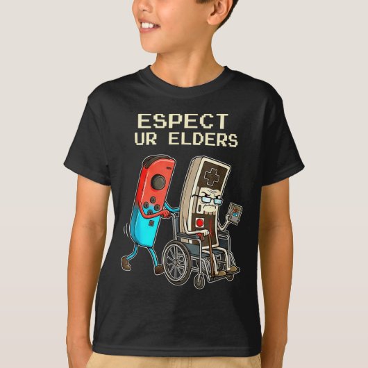Respect Ur Elders Retro Gaming Controller Funny  T-shirt (Voorkant)