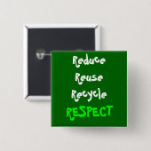respect vierkante button 5,1 cm (Voorkant /achterkant)