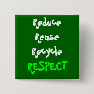 respect vierkante button 5,1 cm