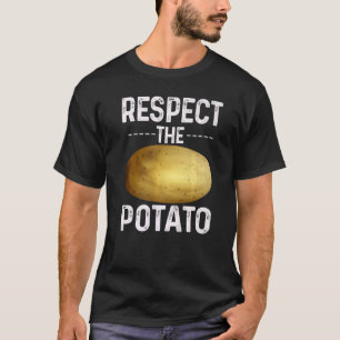 Respect voor de aardappelen met schimmelwortel en t-shirt