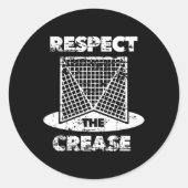 Respect voor de krease Lacrosse Lax Goalie Ronde Sticker (Voorkant)
