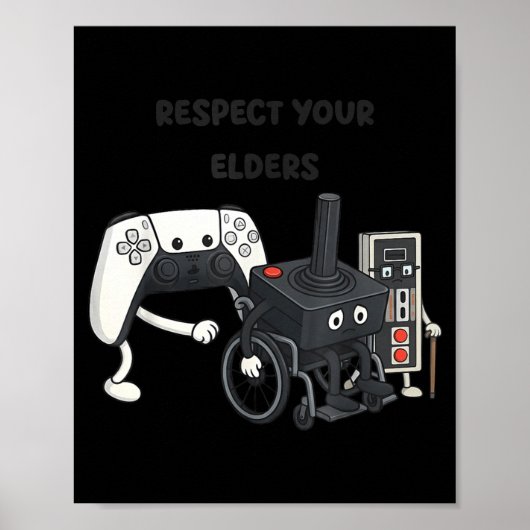 Respect Your Elders Funny Gaming 80s Style Old New Poster (Voorkant)