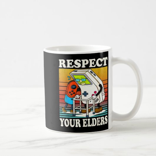 Respect Your Elders Gaming Control 80s Retro Funny Koffiemok (Rechts)