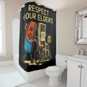 Respect Your Elders Gaming Control Retro Funny Douchegordijn (In situ)