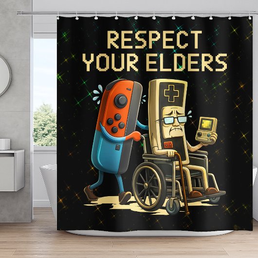 Respect Your Elders Gaming Control Retro Funny Douchegordijn