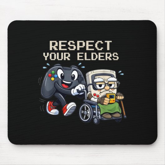 Respect Your Elders Gaming Control Retro Funny Gam Muismat (Voorkant)