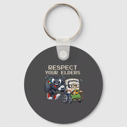 Respect Your Elders Gaming Control Retro Funny Gam Sleutelhanger (Voorkant)