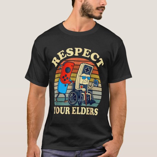 Respect Your Elders Gaming Control Retro Funny Gam T-shirt (Voorkant)