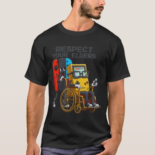 Respect Your Elders Gaming Control Retro Funny Gam T-shirt (Voorkant)