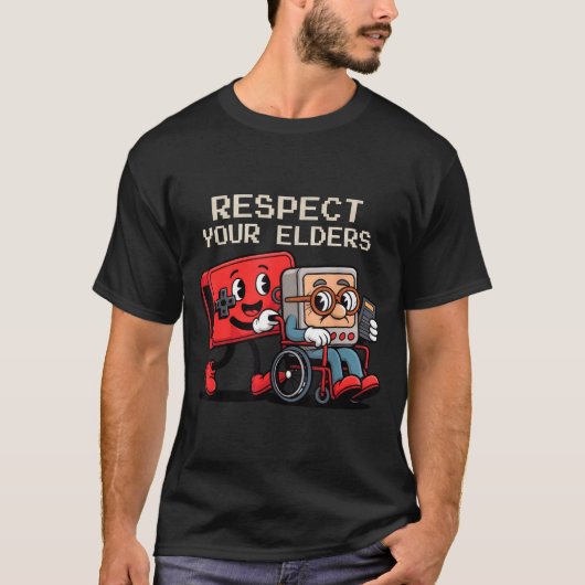 Respect Your Elders Gaming Control Retro Funny Gam T-shirt (Voorkant)