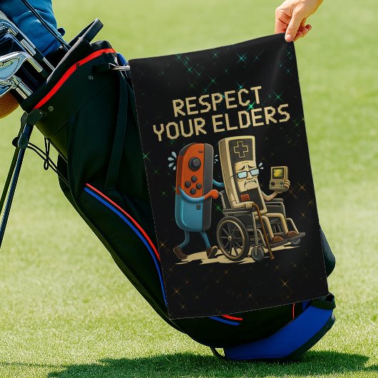 Respect Your Elders Gaming Control Retro Funny Golfhanddoek