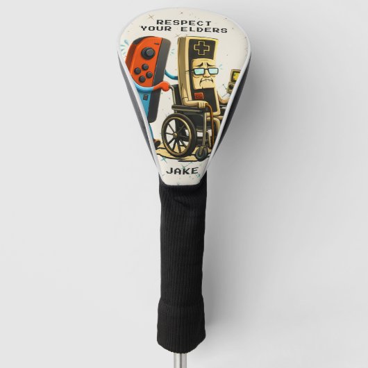 Respect Your Elders Gaming Control Retro Funny Golfheadcover (Voorkant)