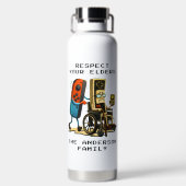 Respect Your Elders Gaming Control Retro Funny Waterfles (Achterkant)
