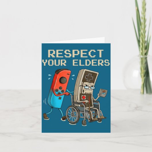 Respect Your Elders Retro Gaming Controller Funny  Kaart (Voorkant)