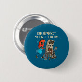Respect Your Elders Retro Gaming Controller Funny  Ronde Button 5,7 Cm (Voorkant /achterkant)