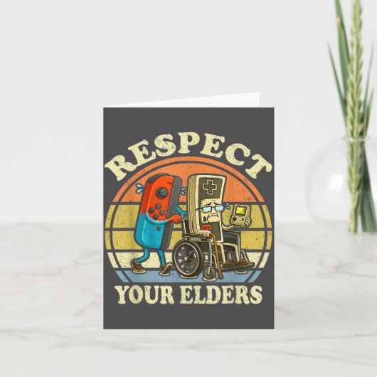 Respect Your Elders Retro Gaming Funny Controller  Kaart (Voorkant)