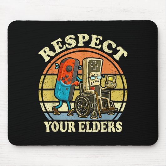 Respect Your Elders Retro Gaming Funny Controller  Muismat (Voorkant)