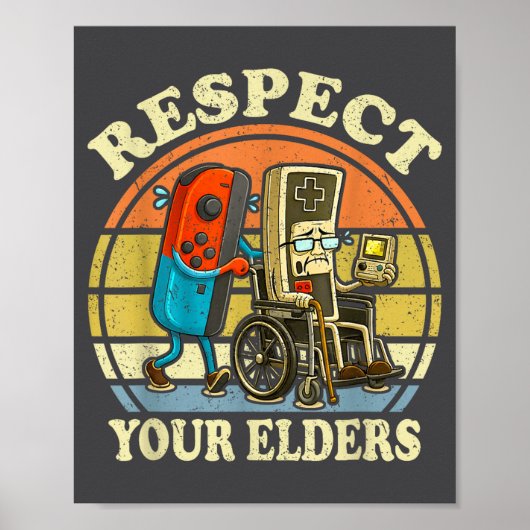 Respect Your Elders Retro Gaming Funny Controller  Poster (Voorkant)
