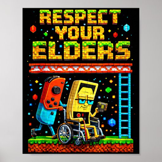 Respect Your Elders Retro Gaming Funny Gamer Contr Poster (Voorkant)
