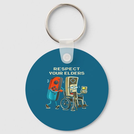 Respect Your Elders Retro Gaming Funny Gamer Contr Sleutelhanger (Voorkant)