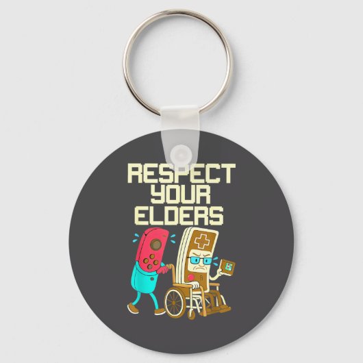 Respect Your Elders Retro Gaming Funny Gamer Contr Sleutelhanger (Voorkant)