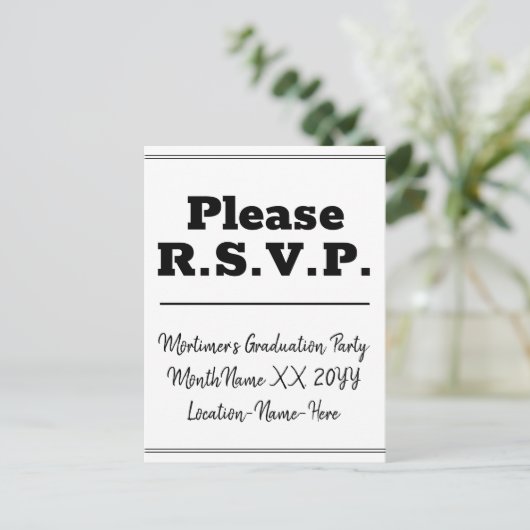 Respectable et propre "Please R.S.V.P." Carte post (Debout devant)