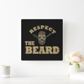 Respecteer de baard grappige bebaarde gezegden vierkante klok (Huis)