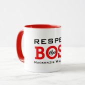 Respecteer de baas met naam mok (Voorkant links)