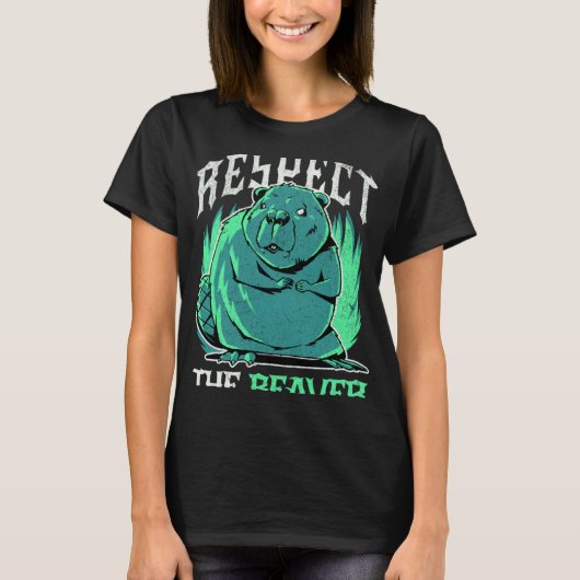 Respecteer de Bever Leuke Dieren Natuur Knaagdier  T-shirt (Voorkant)