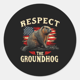 Respecteer de bosmarmot Fijne Ground-hog Day _1 Ronde Sticker