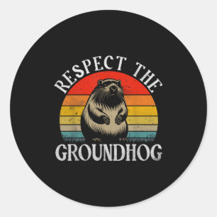 Respecteer De Bosmarmot Funny Zeggen Retro Bosmarm Ronde Sticker