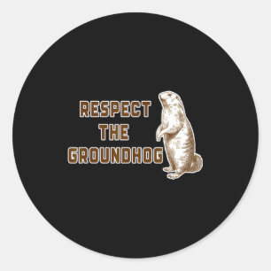 Respecteer de bosmarmot Grappige houtsnijwerk afbe Ronde Sticker