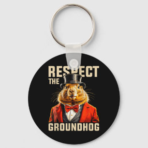 Respecteer De Bosmarmot Ground Hog Day Mannen Vrou Sleutelhanger