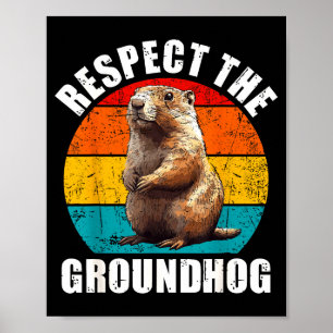 Respecteer de bosmarmot Vintage Groundhog Day deco Poster