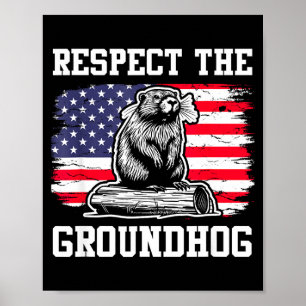 Respecteer de bosmarmot VS Amerikaanse vlag bosmar Poster