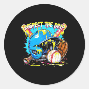 Respecteer de Drip Boys Baseball Bat Helmet Glove Ronde Sticker